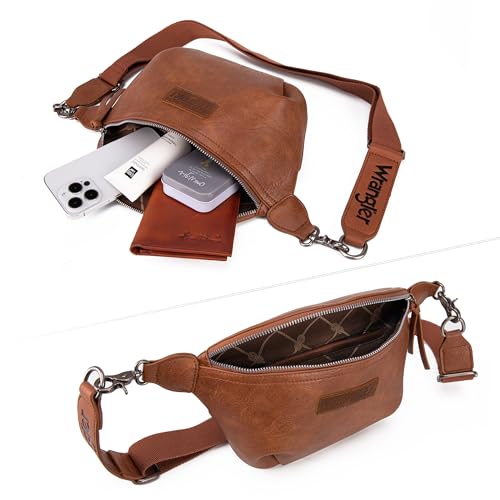 Wrangler Crossbody Bags for Women Large Fanny Packs Bum Bag Travel Belt Bags Sling Purse WG82-194BR