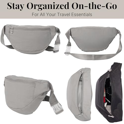 Baggallini Swift Belt Bag Sling Bag - Lightweight 12"x7" Crossbody Bag Fanny Pack Belt Bag w/RFID and Adjustable Strap