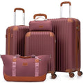 Cosbarn Luggage Sets 5 Piece Suitcases with Wheels, Suitcase Set ABS Hard Case Luggage with TSA Lock Spinner Wheels Durable Travel Luggage