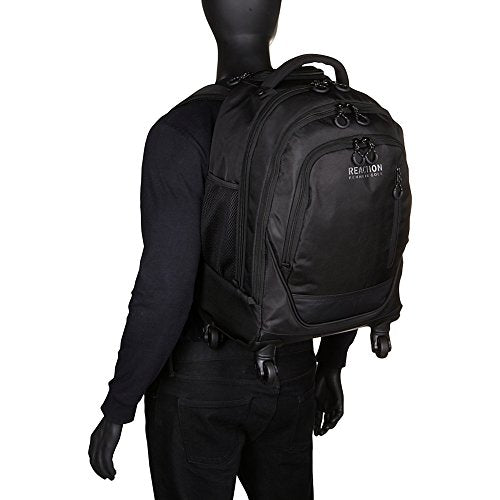 Kenneth Cole REACTION 17" Polyester Dual Compartment 4-Wheel Laptop Backpack, Black