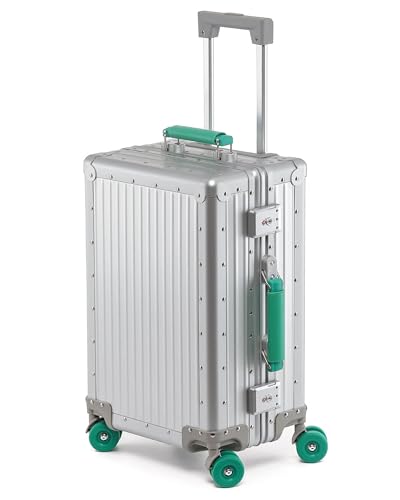 Varyleap All Aluminum Carry On Luggage 22x14x9 Airline Approved; Hard Shell Carry On Suitcase, Zipperless Luggage with Spinner Wheels for Business Trave (Silver, 20in)