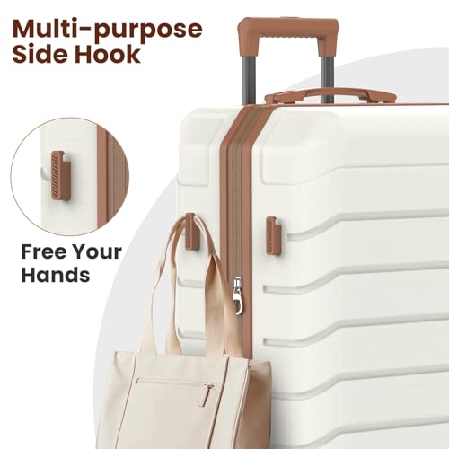 ExoRoute Luggage Sets 3 Piece, Hardside Carry On Suitcase with Spinner Wheels, Lightweight Durable Luggage for Travel | TSA Lock, Expandable Suitcase Set for Men and Women（20/26in） (White)