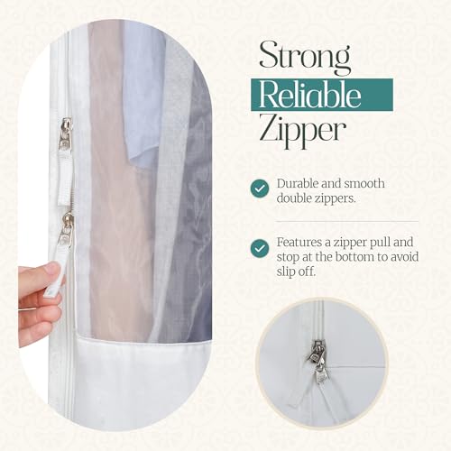 Premium 40” Short Cotton Garment Bag For Hanging Clothes And Storage | Wide 6” Gusset & 4 Cedar Blocks For Fresh Smell And Moth Protection | Best For Suits, Fur Coats, Leather Jackets, Sweaters.