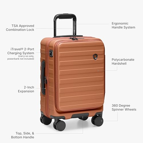 Traveler's Choice Novia Top Opening Expandable Polycarbonate Luggage with Spinner Wheels, Autumn Leaves, 21-Inch Carry-on