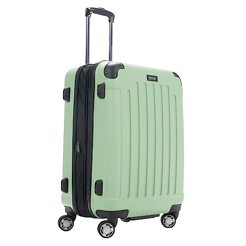 Kenneth Cole REACTION Renegade Luggage Expandable 8-Wheel Spinner Lightweight Hardside Suitcase, Seafoam, 24-Inch Checked