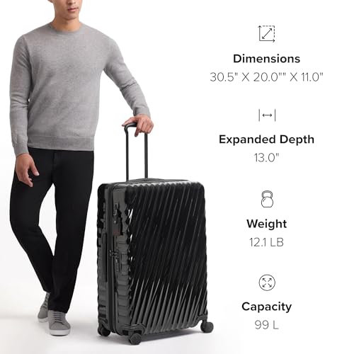 TUMI - 19 Degree Large Expandable Checked Luggage - 4-Wheels - Durable Hard Shell Zipper Expansion Checked Bag - Suitcase - Matte Black