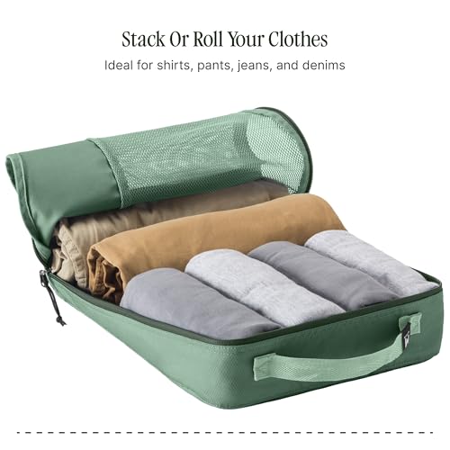 Eagle Creek Pack-It Reveal Cube - Lightweight Packing Cubes for Optimizing Luggage Space - Easy to Carry - Mesh Fabric - Water-Resistant - Easy Grab Zipper - Medium - Willow Green