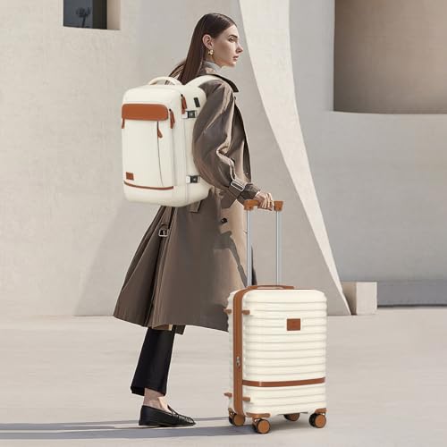 Joyway Expandable Carry on Luggage Sets Airline Approved Luggage Sets 3 Piece,Suitcases with Wheels, Lightweight ABS Hard Shell 20 Inch Suitcase with TSA Lock Spinner Wheels (Carry on luggage，White)