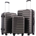 Coolife Luggage Sets, 3 Piece Hard Shell Suitcase Set with Spinner Wheels, Expandable Large Checked Luggage, Lightweight Rolling Carry On with TSA Lock Gray