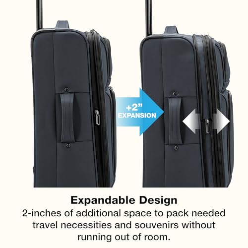 U.S. Traveler Anzio Softside Expandable Luggage with Spinner Wheels, Dark Grey, 30-Inch Large