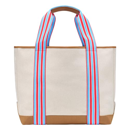 Paravel Cabana Tote Bag | Made with Recycled Canvas Material & Vegan Leather | Premium Everyday Tote Bag | Paloma, Large