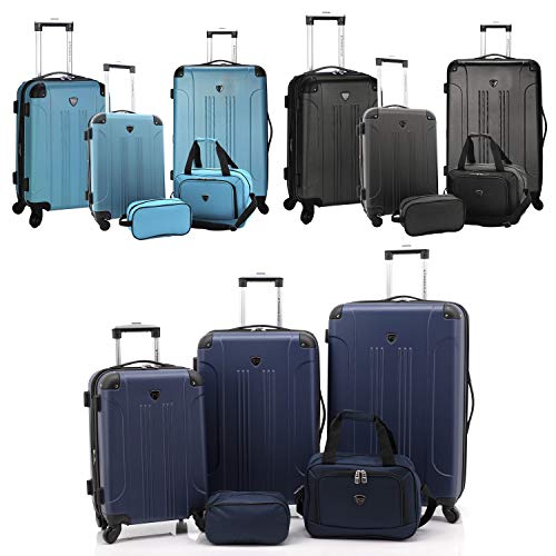 Travelers Club Chicago Hardside Expandable Spinner Luggage, Teal, 5 Piece Set
