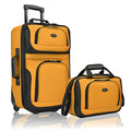 U.S. Traveler Rio Lightweight Softside Rolling Carry-on Suitcase, 2-Wheel Set, Orange