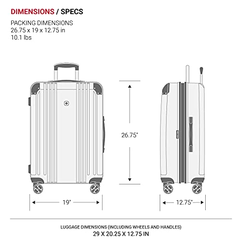 SwissGear 7786 Hardside Expandable Luggage with Spinner Wheels, Black, Checked-Large 27-Inch