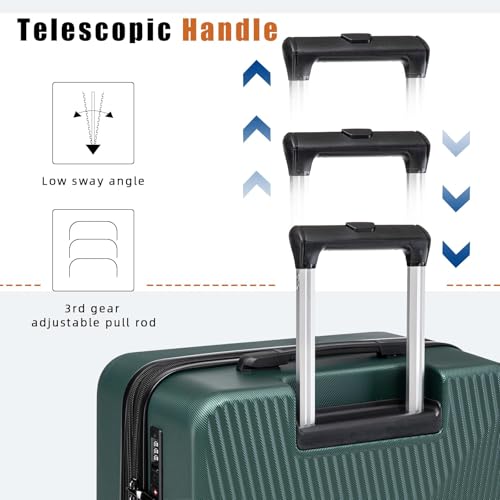 Eeeza Expandable Luggage Sets 5 Piece,Suitcases with Detachable Wheels,ABS Hard Case Luggage with TSA Lock Spinner Wheels,Carry On Luggage Set