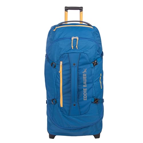 Eddie Bauer Expedition Rolling Duffel Bag with Wheels | Travel | Check-In | Luggage | Rugged | Durable - True Blue, 34"