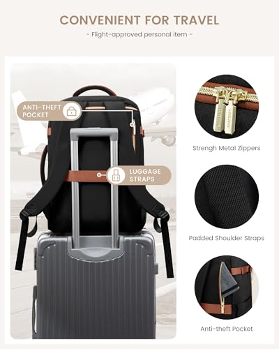 LOVEVOOK 40L Travel Backpack Carry on Flight Approved,Personal Item Bag with 3 Packing Cubes, Travel Backpack Bag for Women Fits 17" Laptop, Water-resistant Carry On Backpack for Airplanes