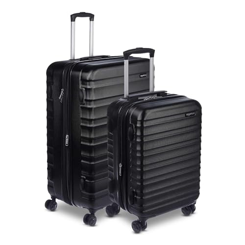 Amazon Basics 2-Piece Hardside Luggage Set (21" Carry-on, 30"), Expandable Suitcases with Spinner Wheels, Scratch-Resistant Surface, Black