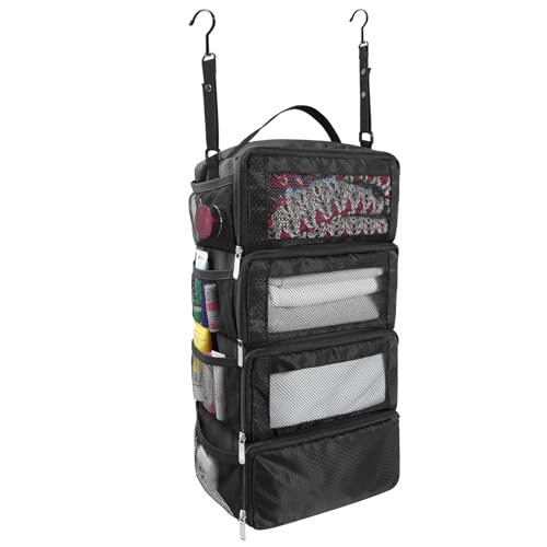 Olosar Suitcase Organizer, Travel Luggage Organizer Portable Hanging Travel Shelves Collapsible Hanging Packing Cubes for Carry on Suitcase, Black
