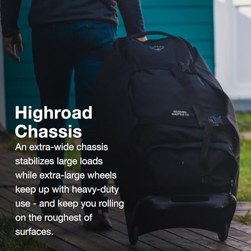 Osprey Sojourn Shuttle 30"/100L Wheeled Duffel Luggage – Rugged, High-Capacity Travel Bag with Oversized Wheels and Reinforced Frame – Built for Long-Haul Travel and Gear Protection, Koseret Green