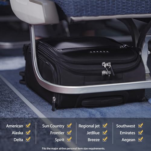 Verage Underseat Carry On Luggage with Wheels, 14.5-Inch Spinner Small Suitcase, Softside Lightweight Travel Bag for Men and Women, Airplane Carry On Bag, Black