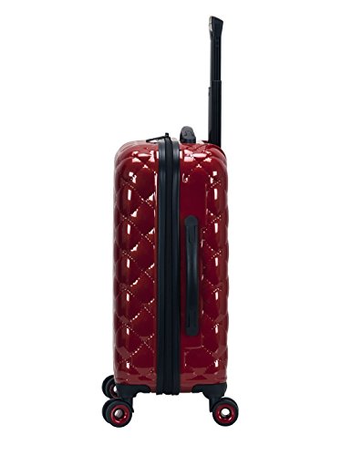 Rockland Quilt Hardside 3 Piece Spinner Wheel Luggage Set, Black, 3-Piece Set, (20"/24"/28"), Red