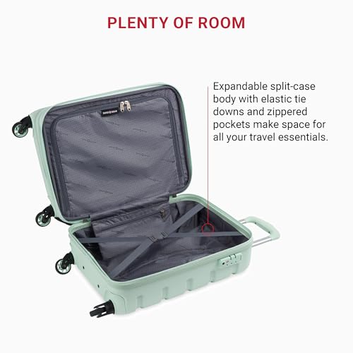 SwissGear 7366 Signature Hardside Expandable Luggage with Spinner Wheels, TSA Lock, Cup-Holder, Clearly Aqua, Carry-On 19-Inch