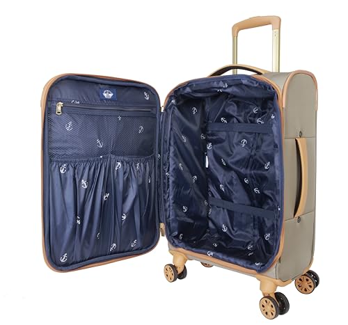 Dockers Seahorse Softside Expandable 8-Wheel Spinner Travel Checked Luggage, 24-Inch, New British Khaki