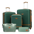 Coolife Suitcase Set 3 Piece Luggage Set Carry On Travel Luggage TSA Lock Spinner Wheels Hardshell Lightweight Luggage Set(Dark Green, 5 piece set)