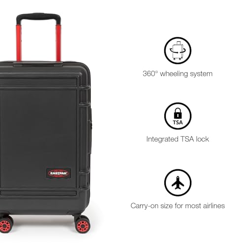 EASTPAK Resist'R Zip Cabin – 28L Hardshell Carry-On with Dual Compartments, 360° Spinner Wheels, TSA Lock & Telescopic Handle, Black