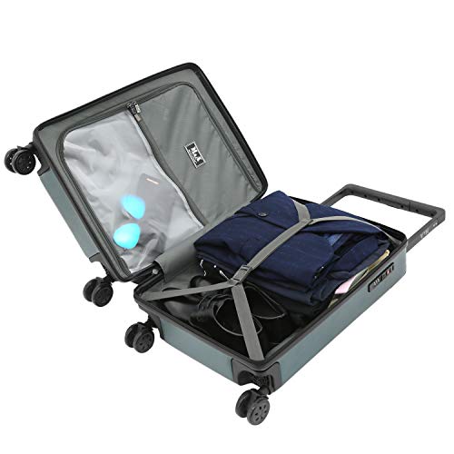 M&A Lakeside Wide Trolley Spinner Luggage with TSA-Lock, Olive Green, 20 Inch Carry-On