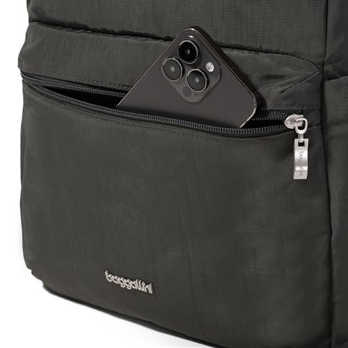 Baggallini Flap Laptop Backpack - 15"x11" Lightweight Work Travel Bag w/Luggage Sleeve & RFID