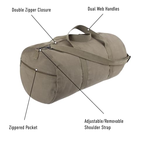 Rothco Heavy-Duty Canvas Shoulder Duffle Bag - Rugged Travel Gym Gear Equipment Bag, Olive Drab, 15 Inches