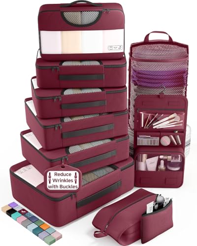 Veken 10 Set Packing Cubes for Travel Essentials, Suitcase Organizer Bags in 4 Sizes, Carry-On Luggage Accessories with Laundry Bag, Airplane Must Have, Gifts for Women Men