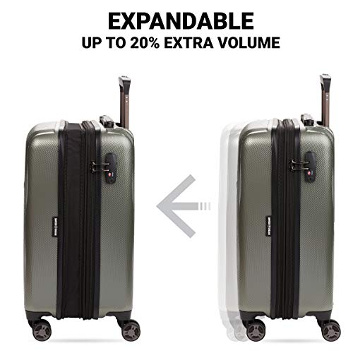 SwissGear 7272 Energie Expandable Hardside Luggage with Spinner Wheels and TSA Lock, Gunmetal, Checked-Large 27-Inch
