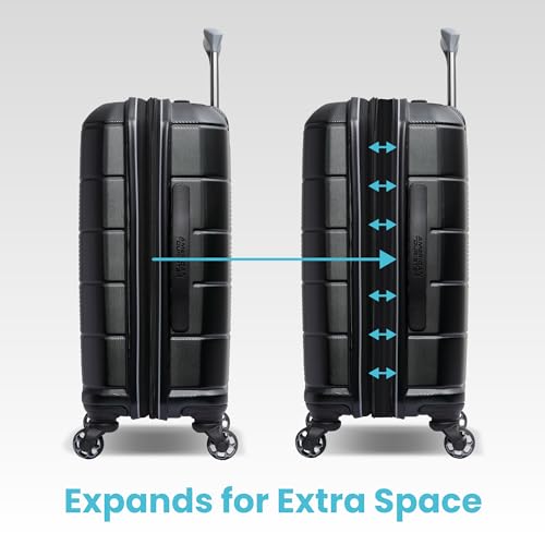 American Tourister Stratum 2.0 Expandable Hardside Luggage with Spinner Wheels, Jet Black, Carry-on