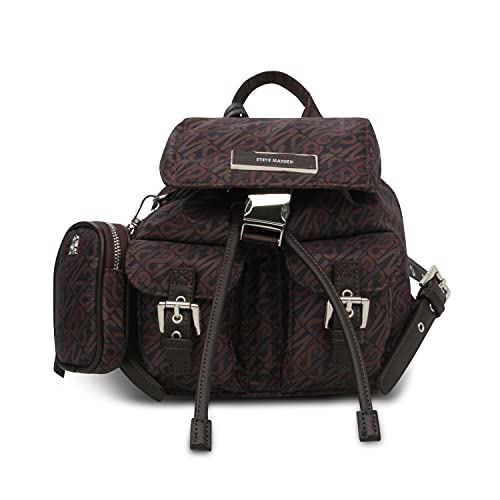 Steve Madden Womens ROLO-L Nylon Mini Backpack, Coffee
