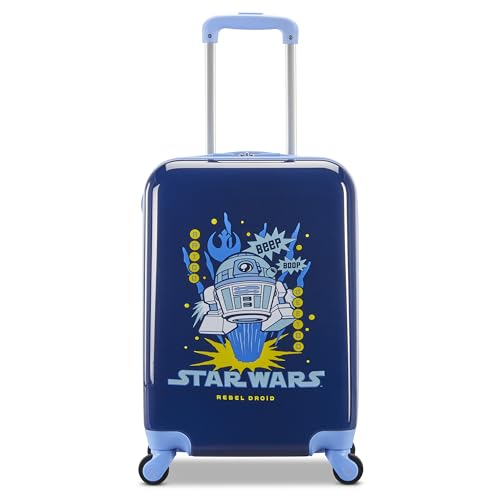 American Tourister Star Wars R2-D2 Carry-On Luggage - Airline Approved, Durable Hardshell with Favorite Rebel Droid - Roll Confidentially with Spinner Wheels & Colorful Adjustable Handle