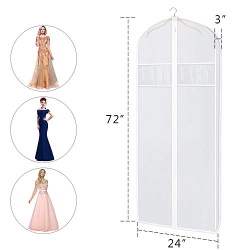 Zilink Dress Bags for Gowns Long 72-inch Garment Bags for Long Dresses Clear Dress Protector Bag with 3" Gusset and Full Length Zipper for Dresses, Fur Coat Gown Closet Storage（Set of 4）