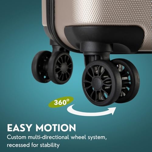 Skyway Epic 2.0 Hardside Lightweight and Durable ABS Shell Luggage, Easy Carry Grip and 4-Wheel Spinners, Spacious Interior with Compression Straps, Men and Women, Bone, Medium Check-In 24-Inch