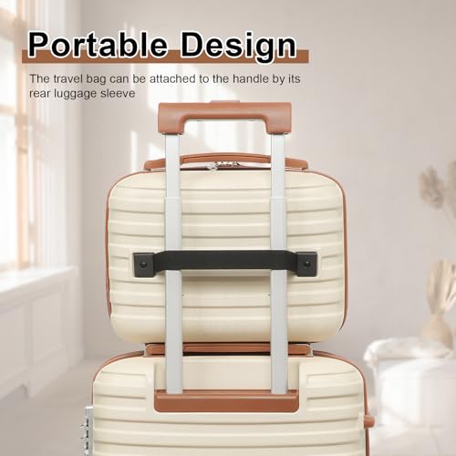 Joyway Luggage Set 3 Piece Suitcase Sets with Spinner Wheel,Hardside Expandable Travel Laggage with TSA Lock (13/20/24/28 White brown