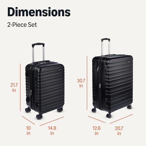 Amazon Basics 2-Piece Hardside Luggage Set (21" Carry-on, 30"), Expandable Suitcases with Spinner Wheels, Scratch-Resistant Surface, Black