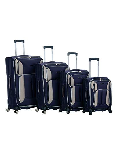 Rockland Impact Softside 4 Piece Spinner Wheel Luggage Set, (18"/22"/26"/30"), Navy