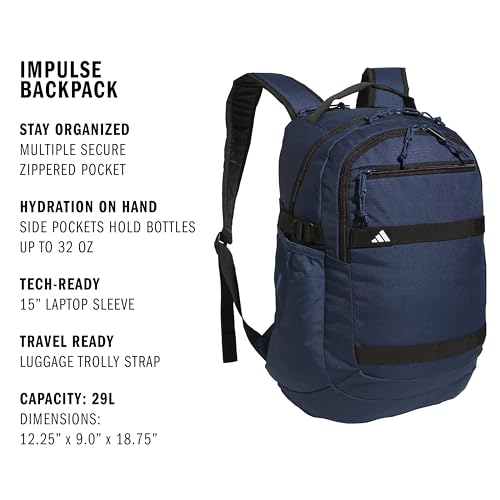 adidas Impulse Backpack for Laptop, School and Travel, 29L