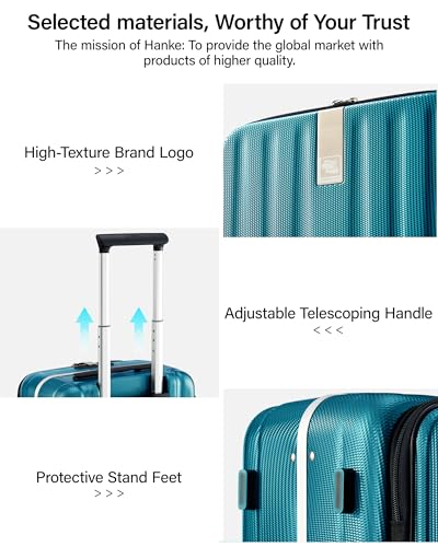 Hanke 16 Inch Small Carry On Luggage Hard Shell Top Opening Aluminum Frame Suitcase with Spinner Wheels, Underseat Front Open Luggage for Men & Women Business Travel and Short Trips, Caribbean Blue