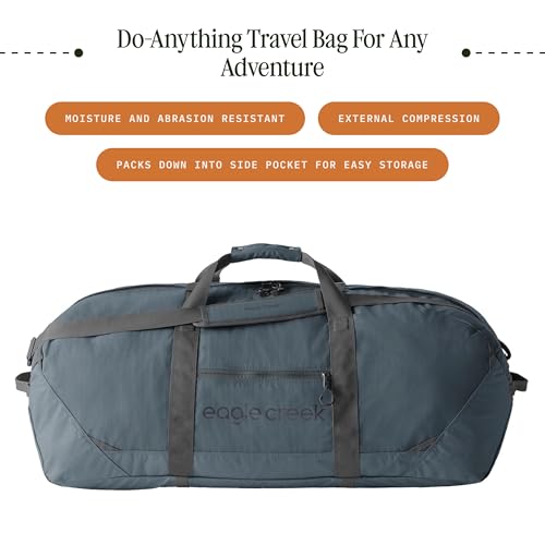 Eagle Creek No Matter What Duffel Bag - Eco Friendly Duffel for Sustainable Travel - Adjustable Shoulder Strap - Multiple Carry Options - Easy to Store - Smoke - 110L