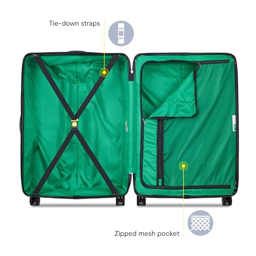 United Colors of Benetton Now! Hardside Luggage with Spinner Wheels, Green, Checked-Large 27 Inch