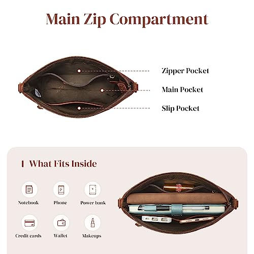 S-ZONE Leather Crossbody Bags for Women medium Designer Purses Trendy Shoulder handbags with Wide Strap