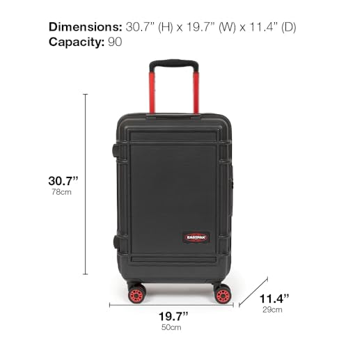 EASTPAK Resist'R Zip L – 90L Hardshell Suitcase with Dual Compartments, TSA Lock, Silent 360° Spinner Wheels & Water-Resistant Design, Black