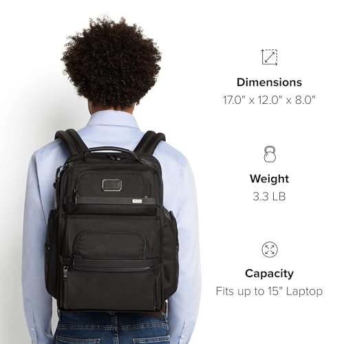TUMI - Alpha Brief Pack - Men's and Women's Work and Travel Laptop Backpack with Padded Adjustable Strap - Fits Up to 15" Screen - Black